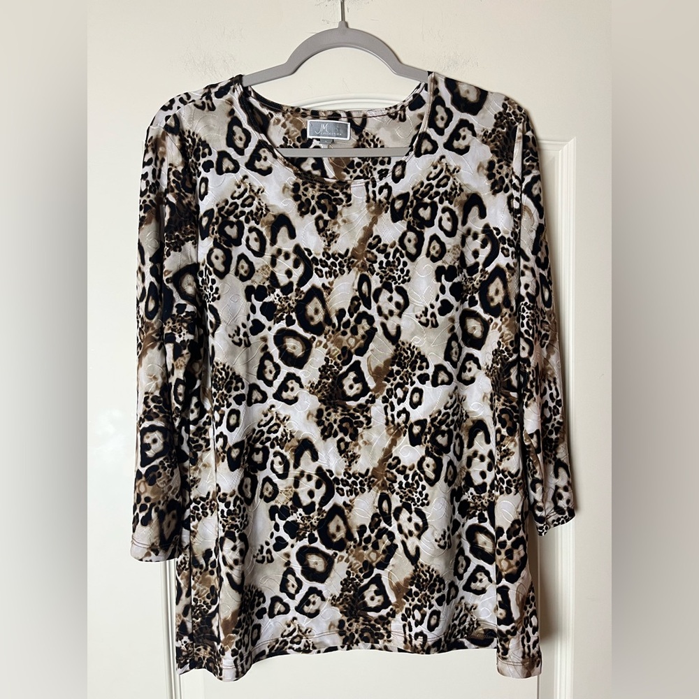 JM Collection Animal Print Long Sleeve Top Women’s Size Large